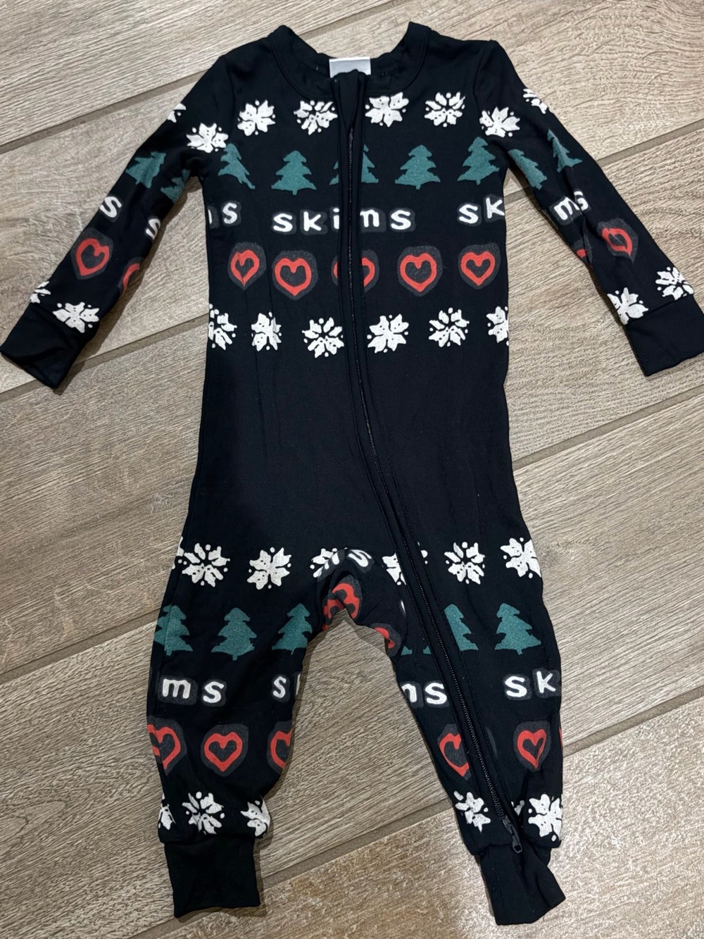 SKIMS x Cactus Plant Flea Market Sleep Baby Onesie Onyx Pine Fair Isle 3 month